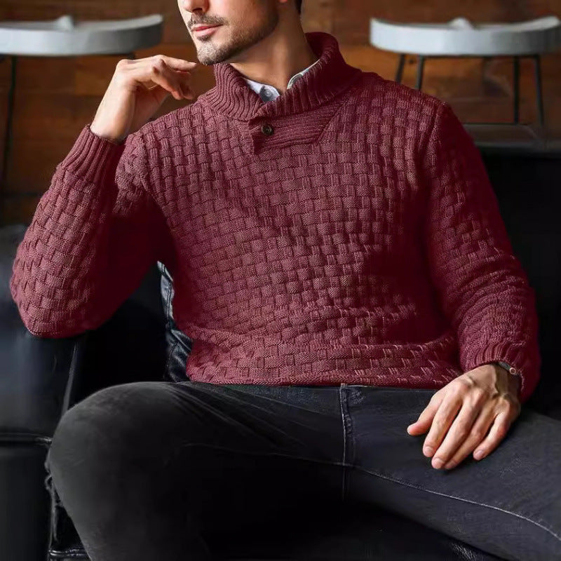 Herren Strickpullover mit Strukturiertem Muster und Modernem Stehkragen Aliams