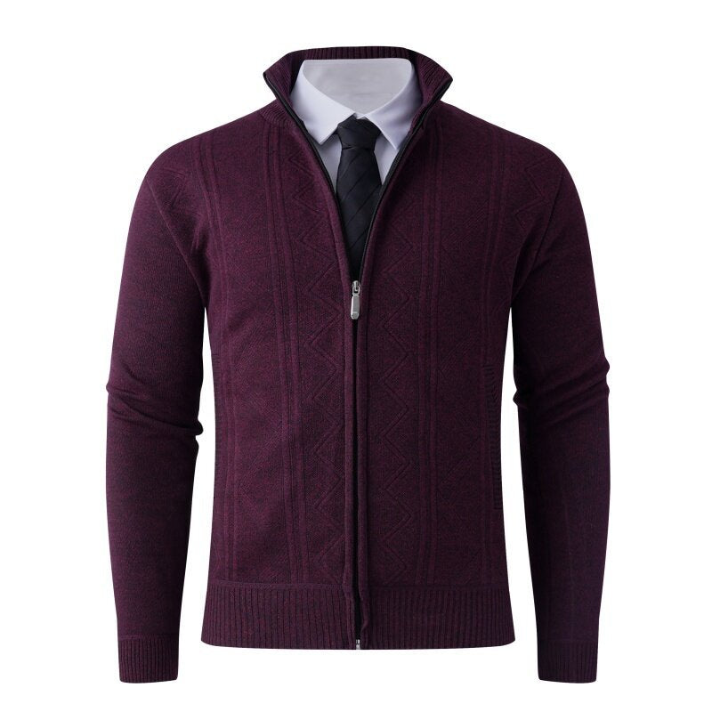 Herren Strickjacke mit modernem Zipper und strukturiertem Design Aliams