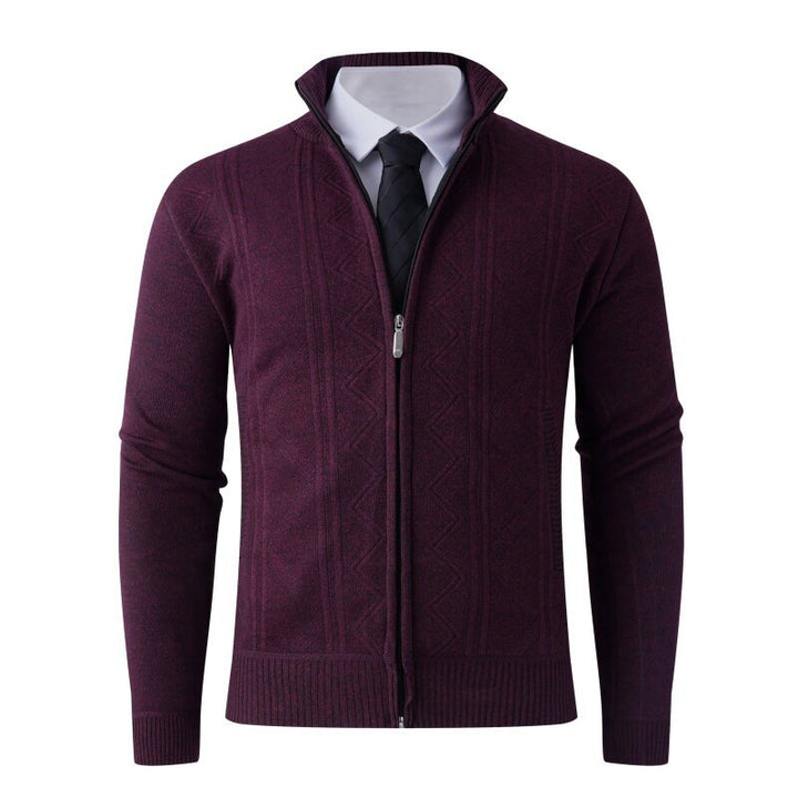Herren Strickjacke mit modernem Zipper und strukturiertem Design Aliams