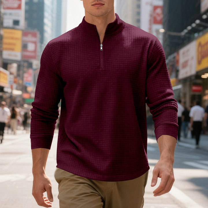 Herren funktionales Langarmshirt mit modernem Stehkragen und Reißverschluss Aliams