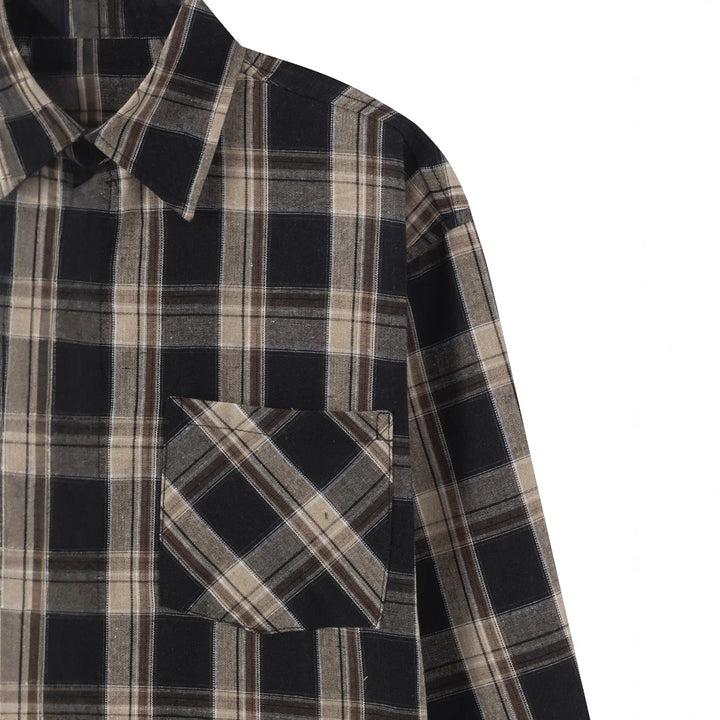 Herren kariertes Flanellhemd mit praktischem Brusttaschen-Design Aliams