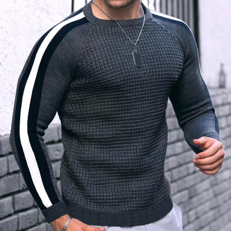 Herren Strickpullover mit modernem Raglanschnitt und kontrastierenden Streifen Aliams