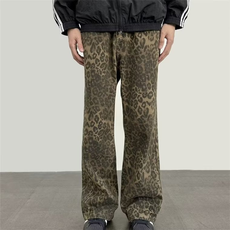 Herren entspannte Leoprint-Hosen im lässigen Schnitt Aliams