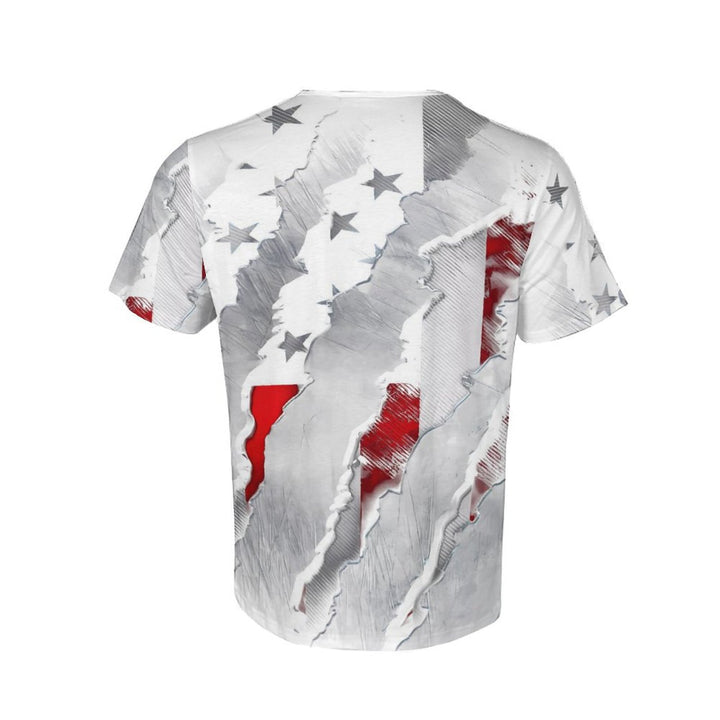 Herren V-Ausschnitt T-Shirt mit auffälligem Grafikdesign Aliams