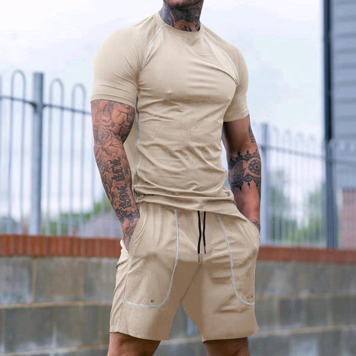 Herren Sportliches Kurzarm-Set aus atmungsaktivem Funktionsmaterial mit elastischem Bund Aliams