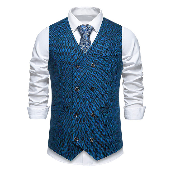 Herren Elegante Weste mit doppelter Knopfleiste und feinem geometrischen Muster Aliams