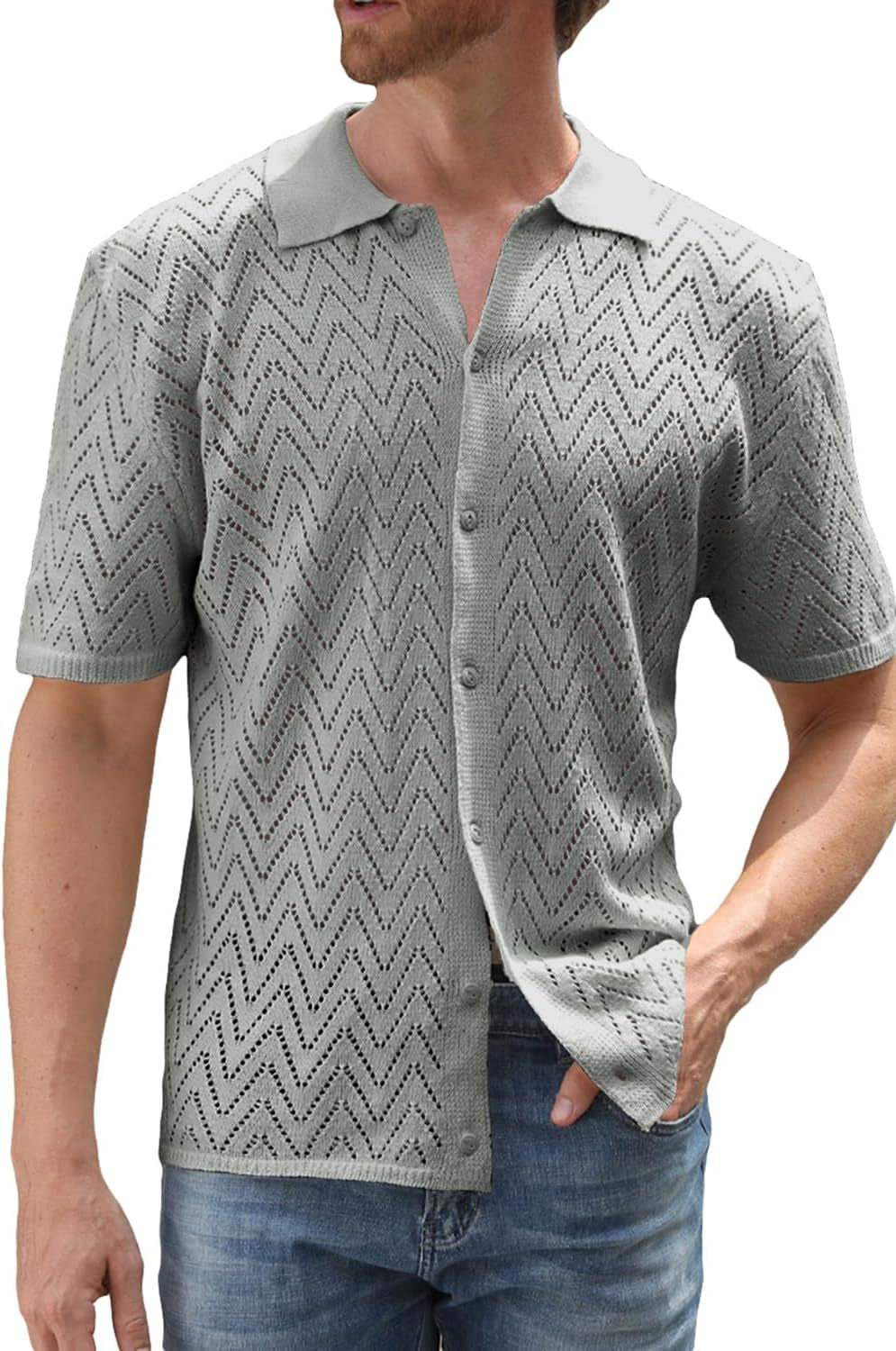 Herren Kurzarm Strickshirt Aliams