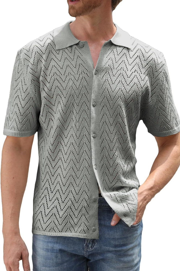 Herren Kurzarm Strickshirt Aliams