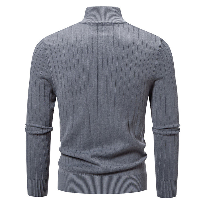 Herren eleganter Feinstrickpullover mit Stehkragen und Reißverschluss Aliams