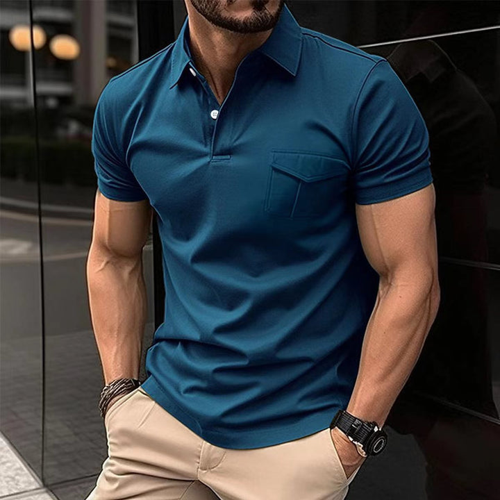 Herren Kurzarm Poloshirt mit praktischer Brusttasche und modernem Schnitt Aliams