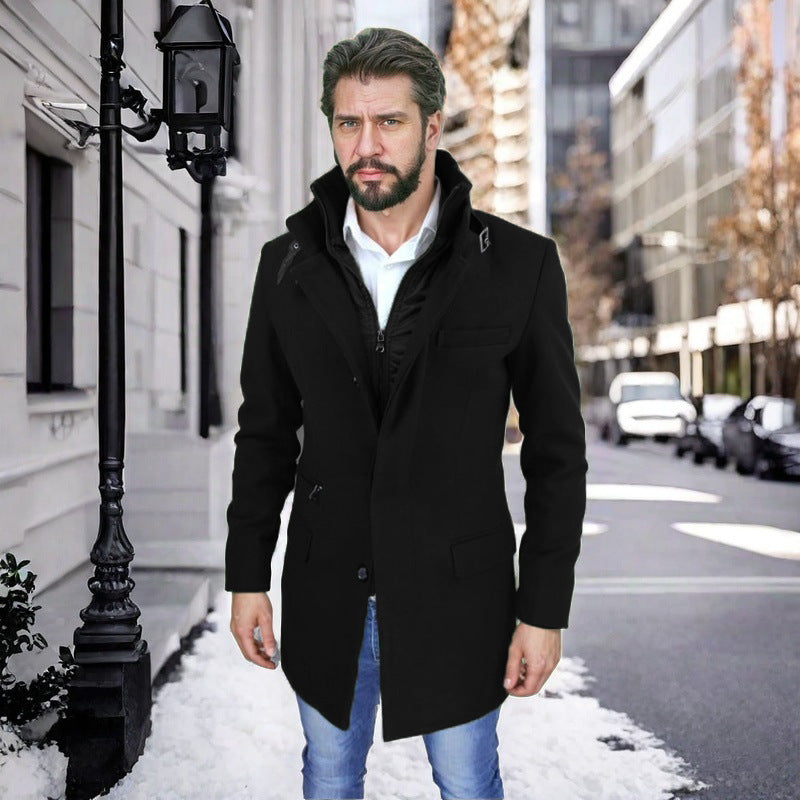Herren stylischer und funktioneller Übergangs-Mantel mit abnehmbarer Innenjacke Aliams
