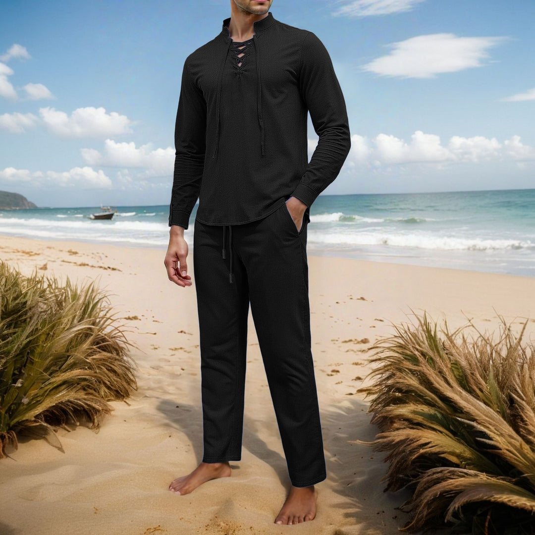 Herren Elegantes Freizeit-Set mit atmungsaktivem Oberteil und bequemen Hosen Aliams