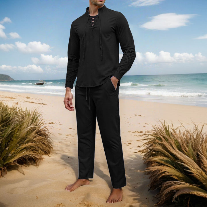 Herren Elegantes Freizeit-Set mit atmungsaktivem Oberteil und bequemen Hosen Aliams