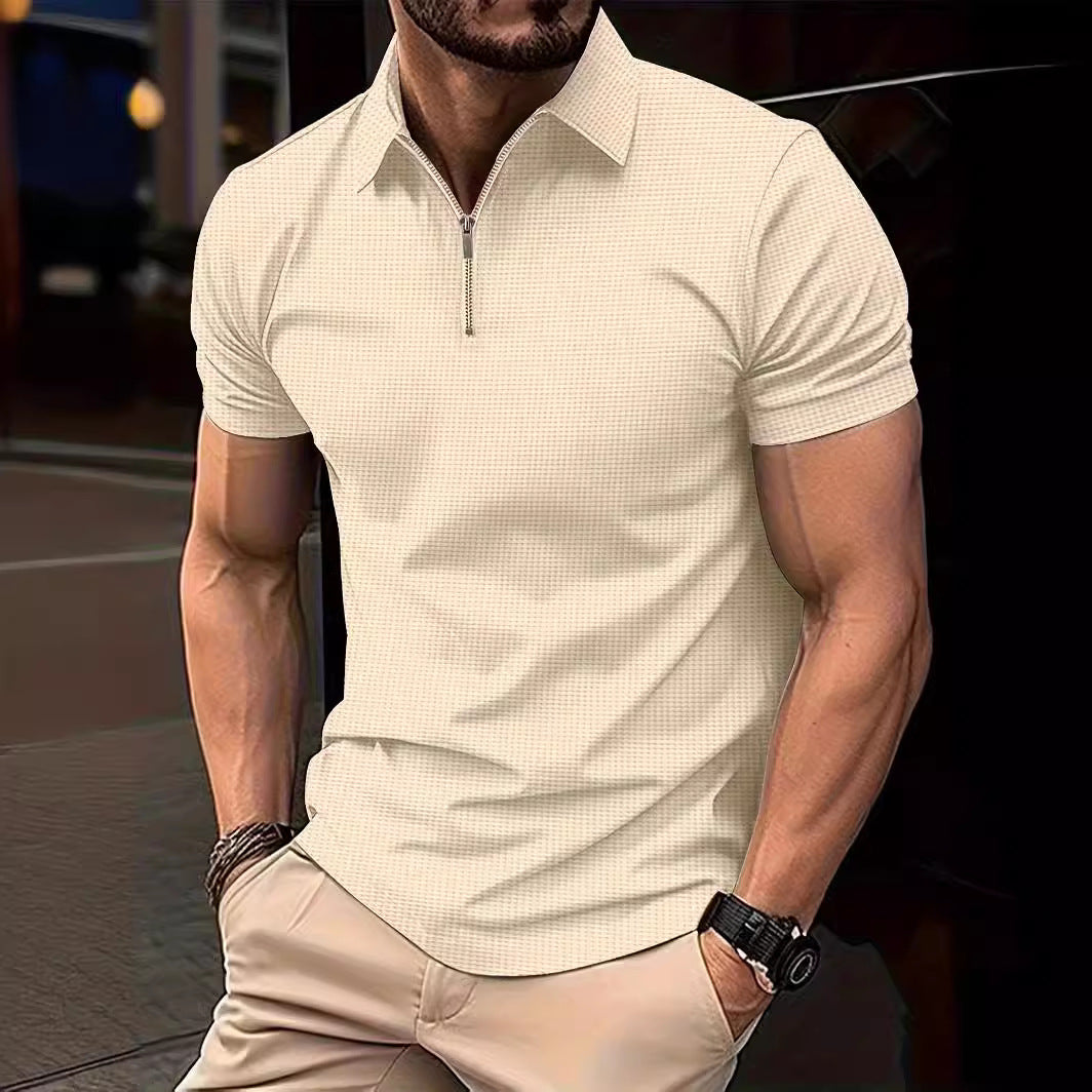 Herren Polohemd mit modernem Reißverschluss und strukturiertem Design Aliams