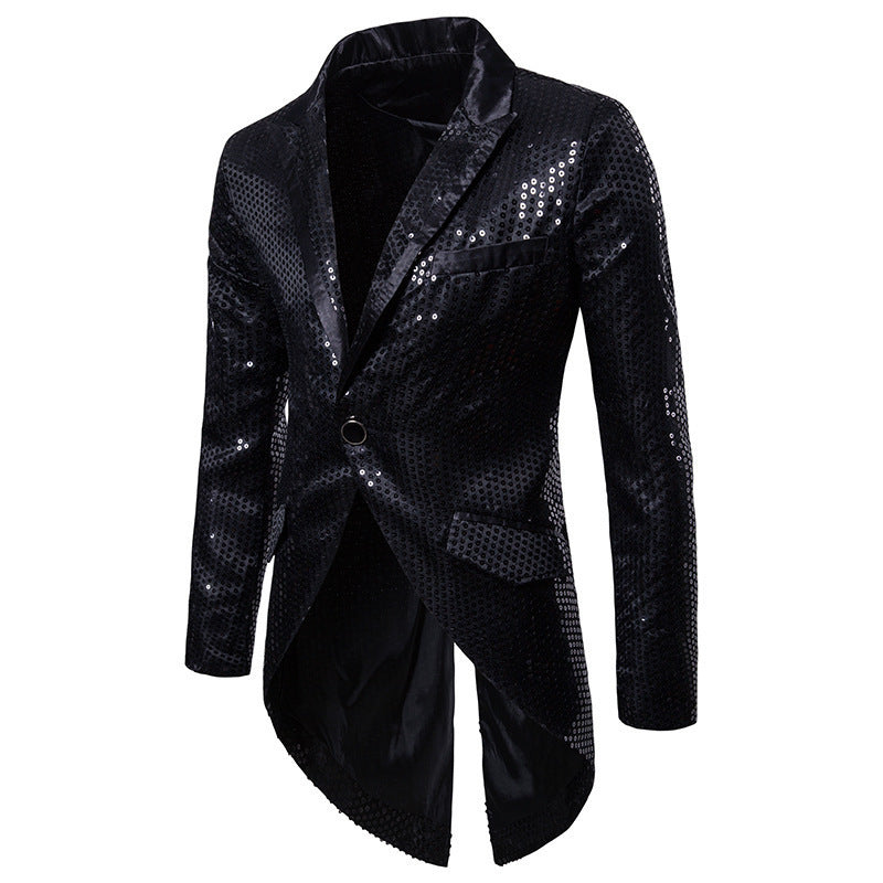Herren eleganter Pailletten-Blazer mit asymmetrischem Schnitt und luxuriösem Design Aliams