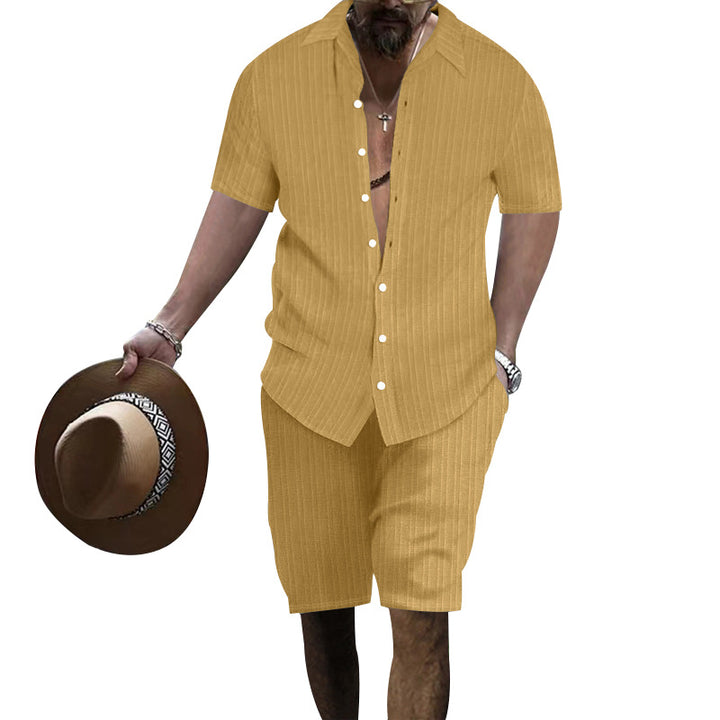 Herren gestreiftes Kurzarmhemd und Bermuda-Set Aliams