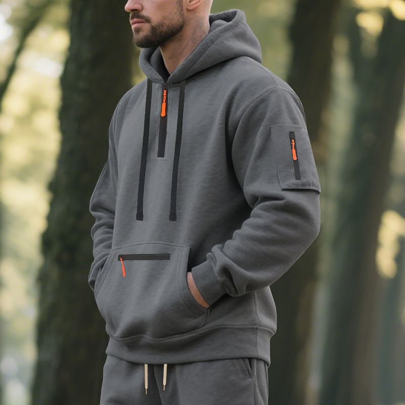 Herren Sportlicher Hoodie mit funktionalen Reißverschlusstaschen Aliams