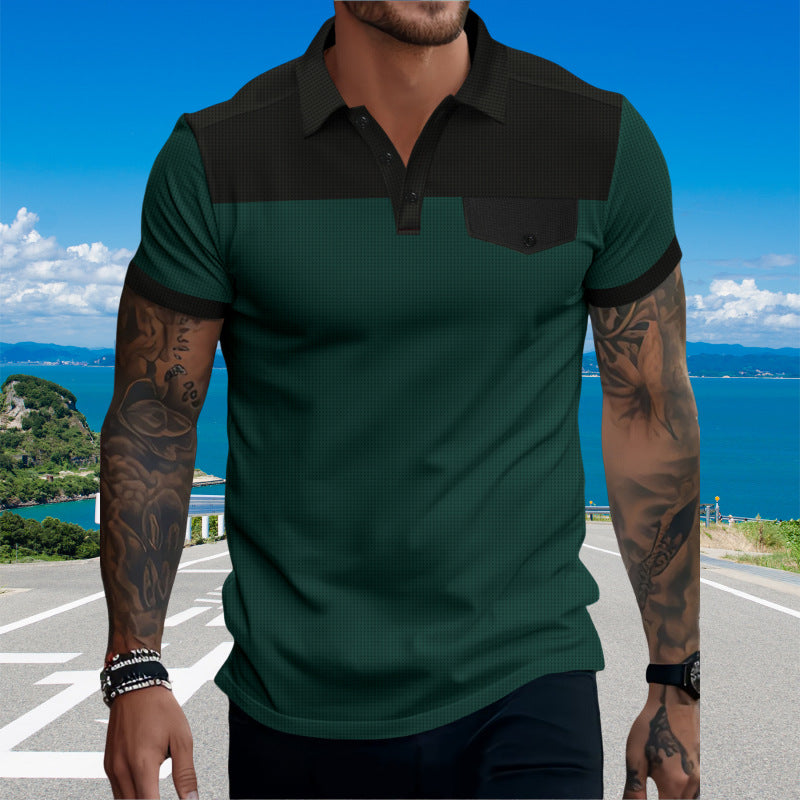 Herren Sportliches Polohemd mit modischem Kragen und kontrastierenden Elementen Aliams