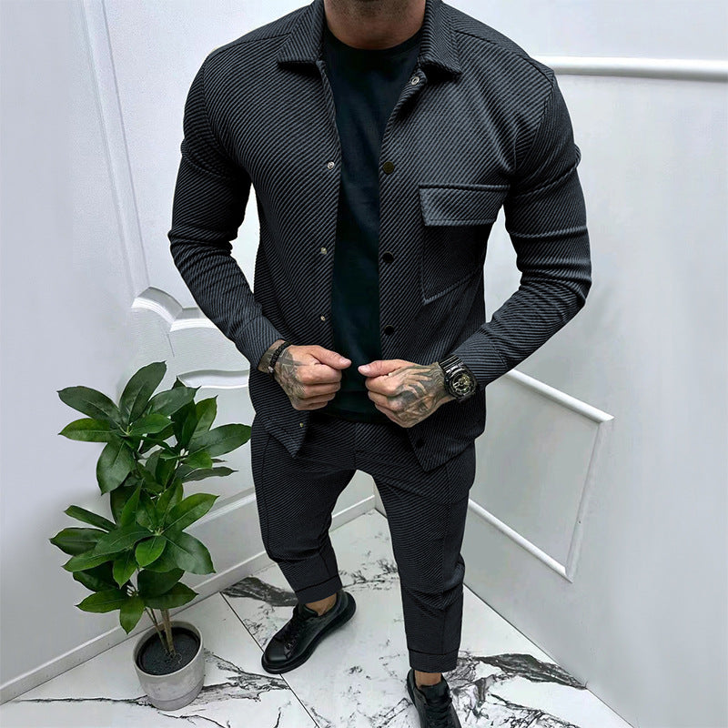 Herren elegantes, strukturiertes Jacken- und Hosen-Set Aliams