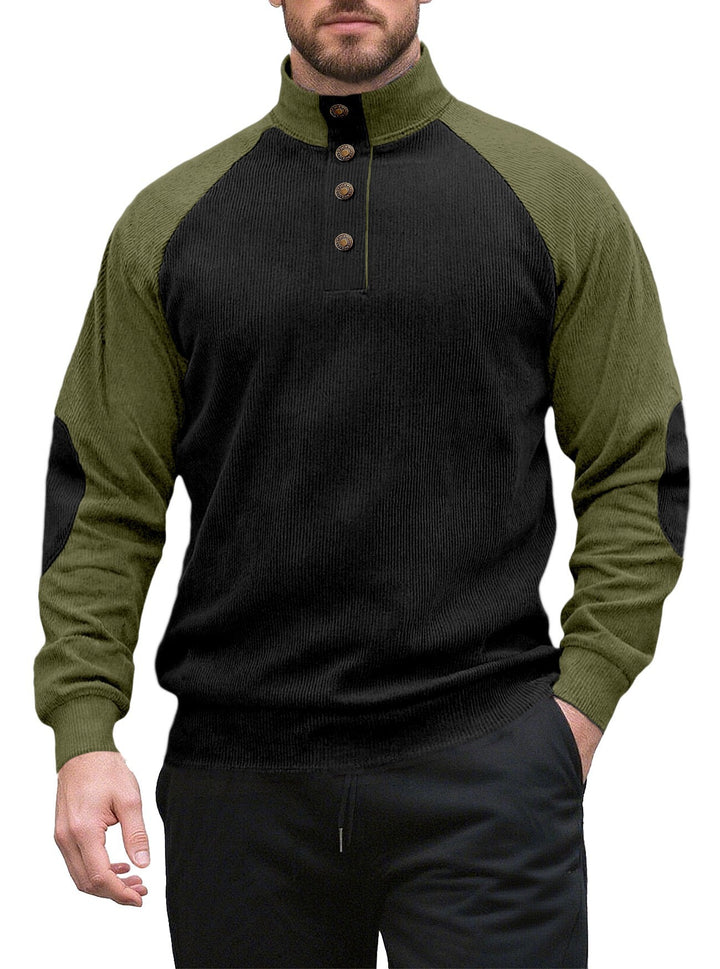 Herren Strickpullover mit modernem Stehkragen und Knopfleiste Aliams