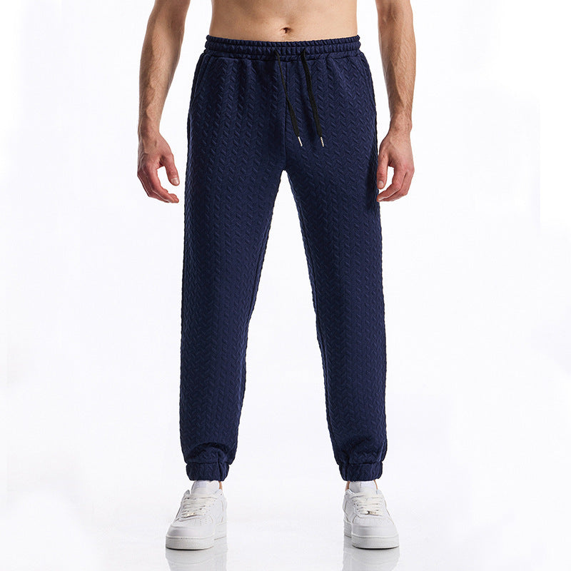 Herren bequeme Freizeithose mit elastischem Bund und Strukturmuster Aliams