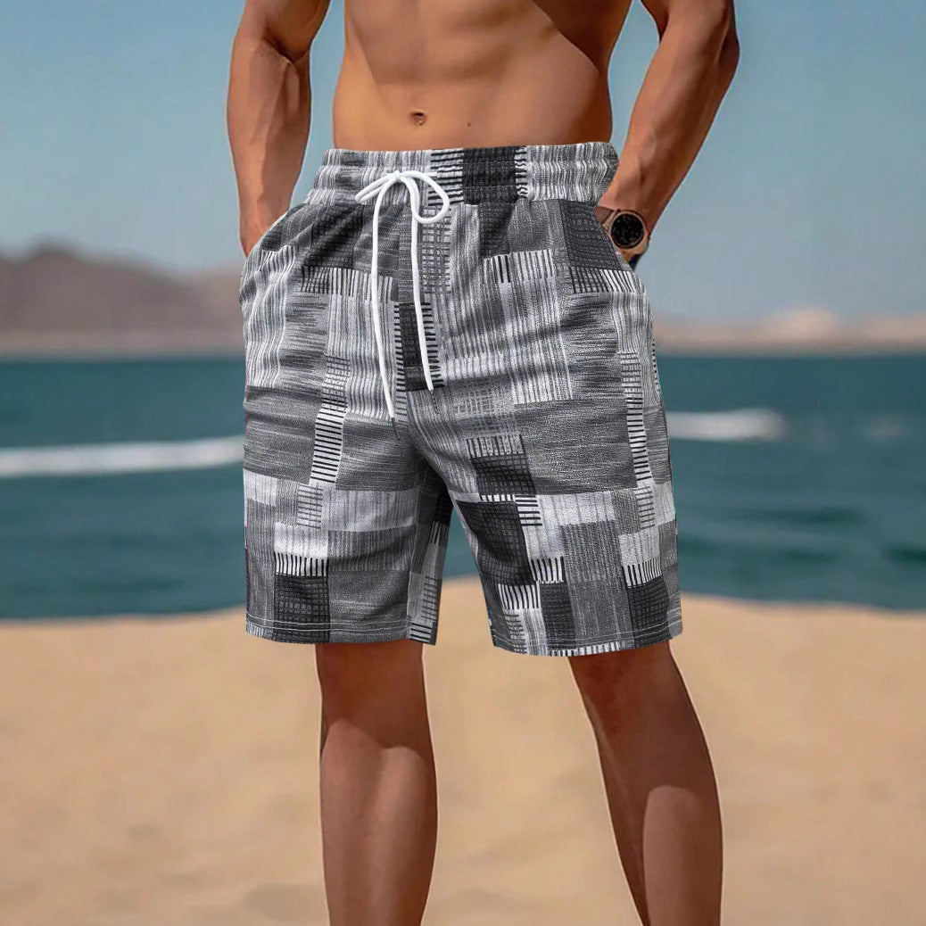 Herren stylische Bade-Shorts mit modernem Graphikmuster Aliams