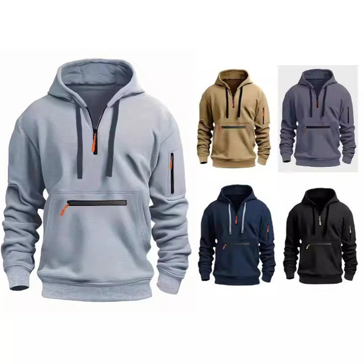 Herren Sportlicher Kapuzenpullover mit praktischen Reißverschlusstaschen Aliams