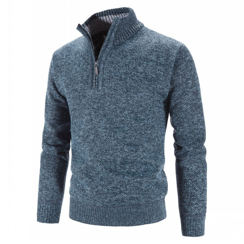 Herren Eleganter Rollkragenpullover mit halbem Reißverschluss Aliams