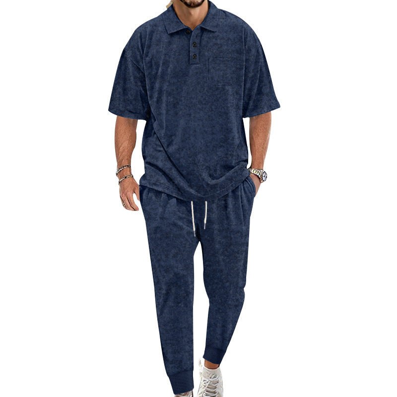 Herren komfortables Freizeit-Set mit Kurzarm-Polohemd und bequemen Jogginghosen Aliams