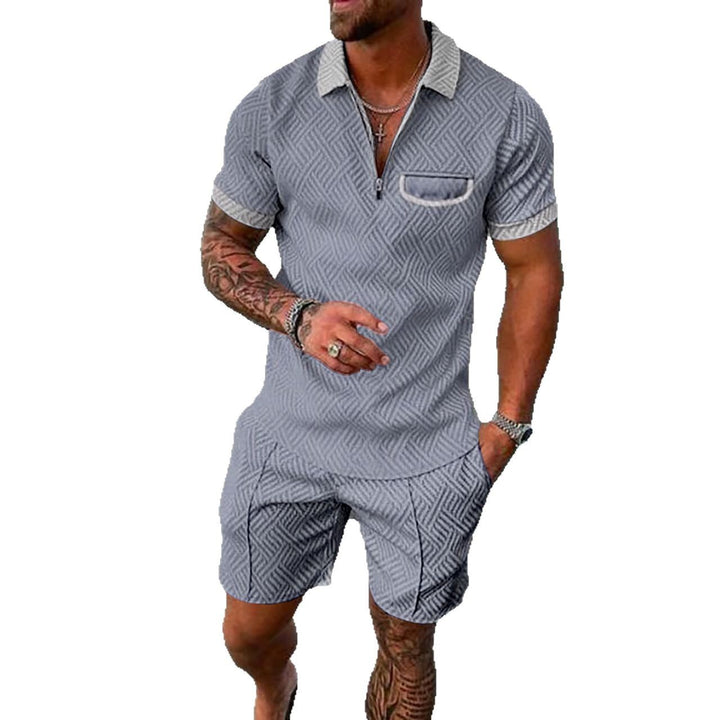 Herren Kurzarm-Muster Polo und Shorts Set Aliams