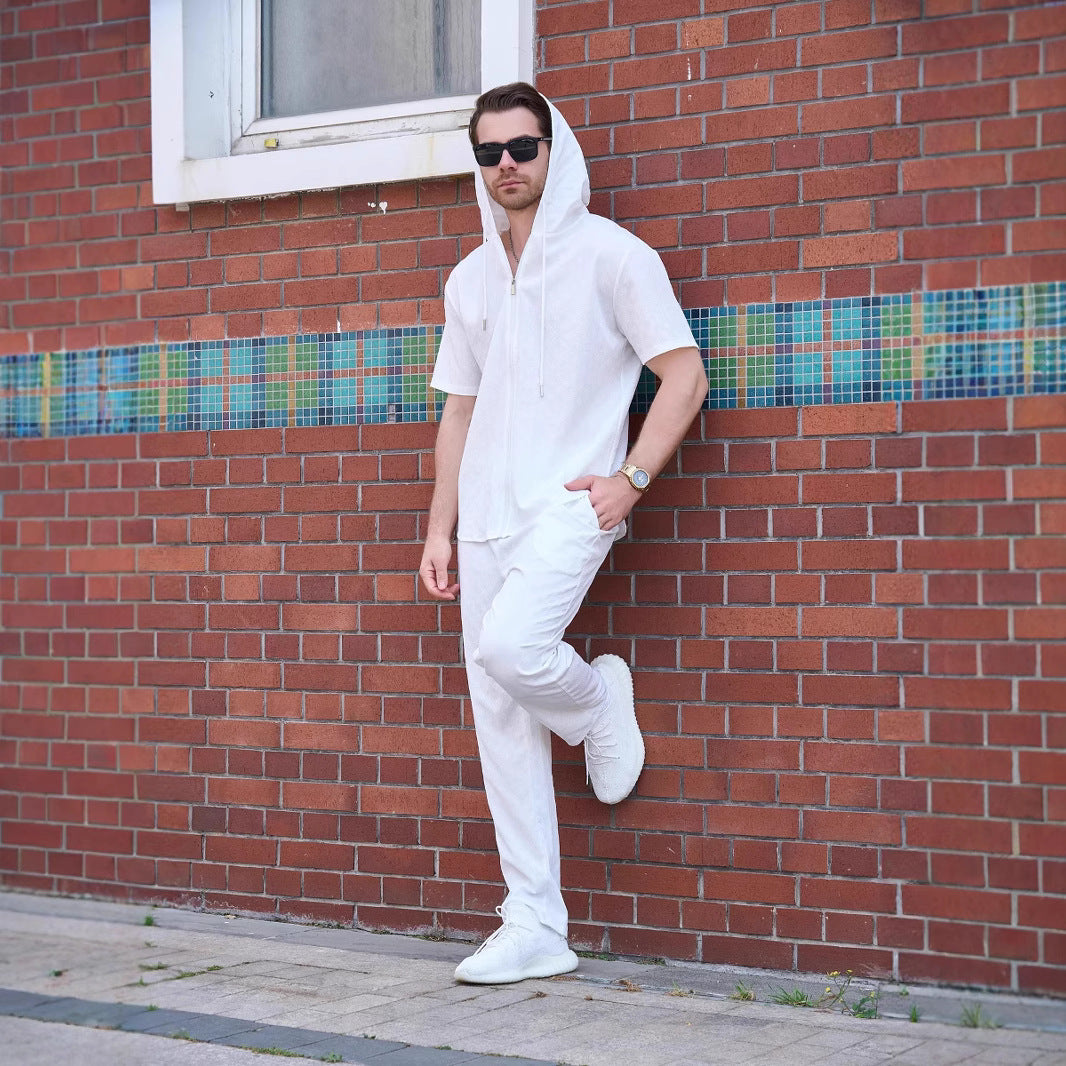 Herren sportlicher Freizeitanzug mit Kapuze und funktionellem Reißverschluss Aliams