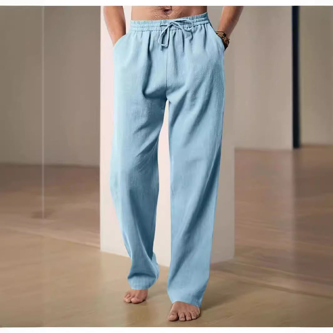 Herren Bequeme Leinenhose mit verstellbarem Bund Aliams