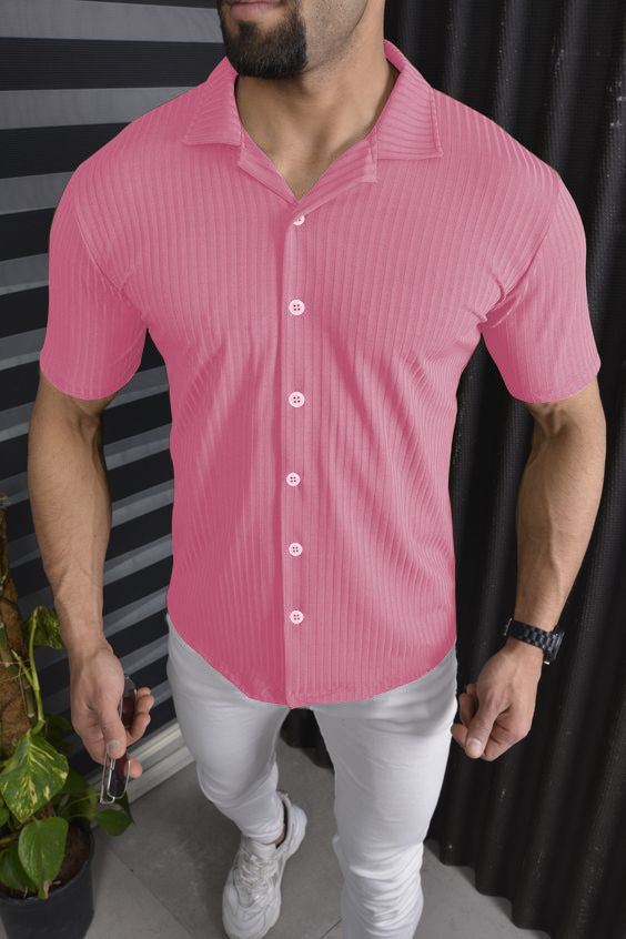 Herren Kurzarm-Hemd mit feinem Rippendesign Aliams