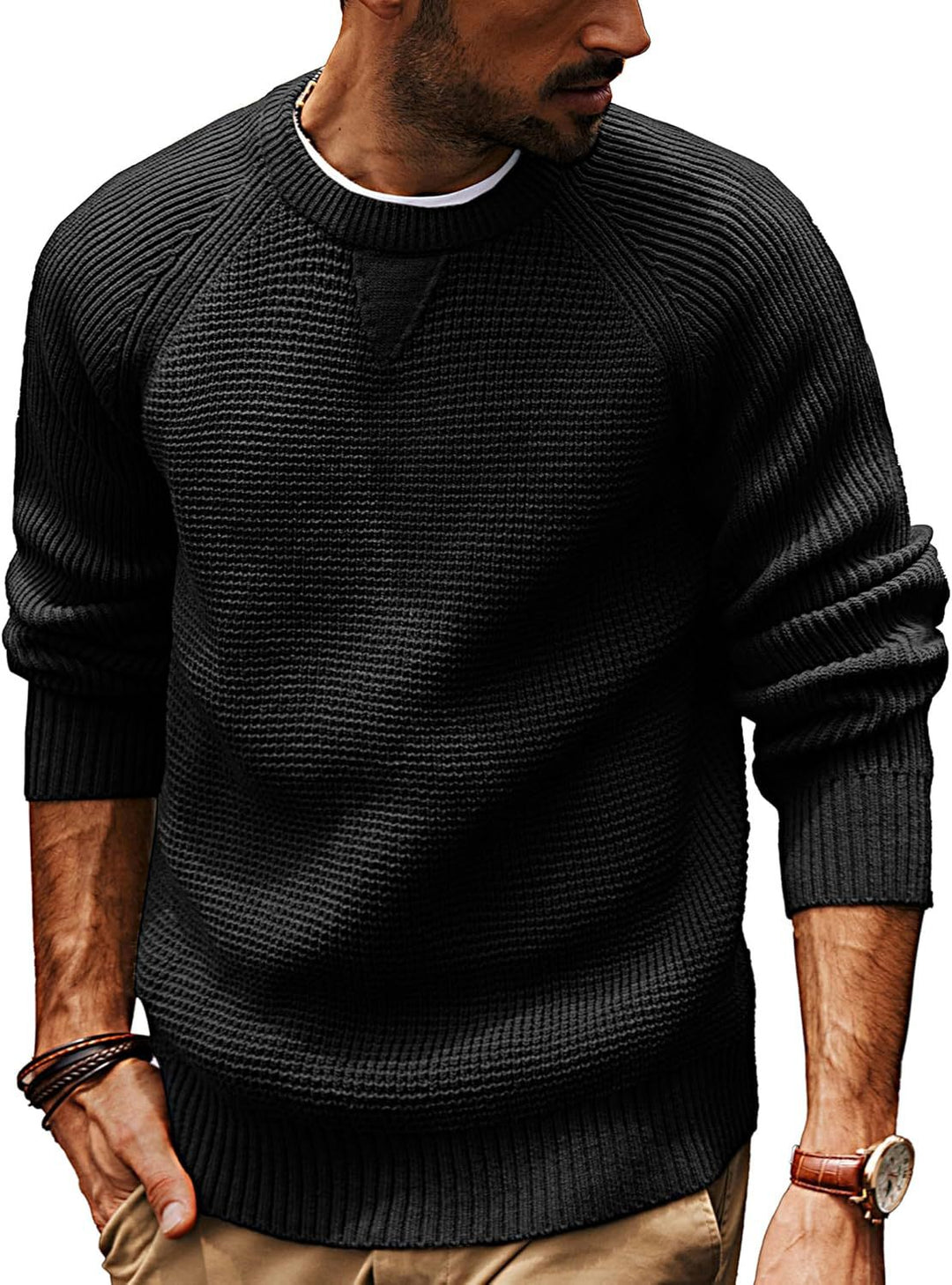 Herren Klassischer Strickpullover mit strukturiertem Muster Aliams