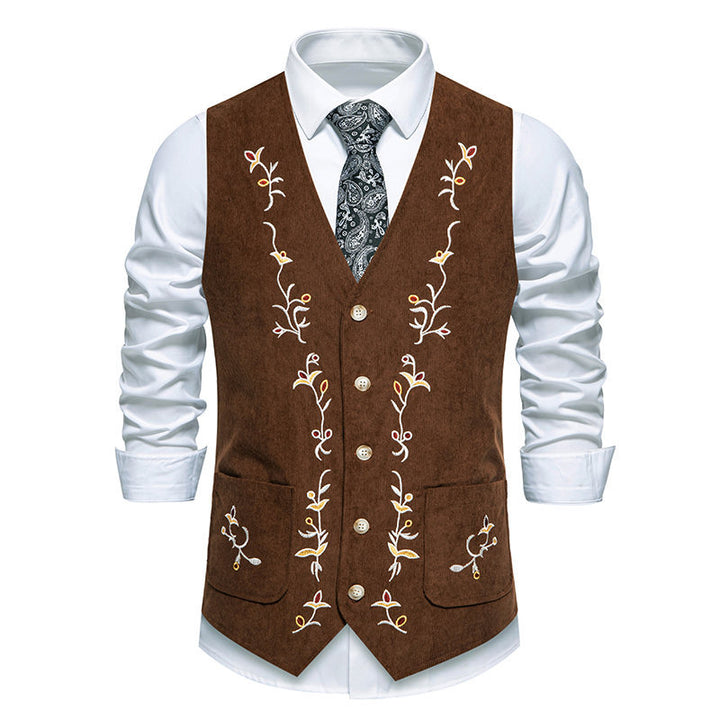 Herren elegante Weste mit floralem Design und praktischen Taschen Aliams