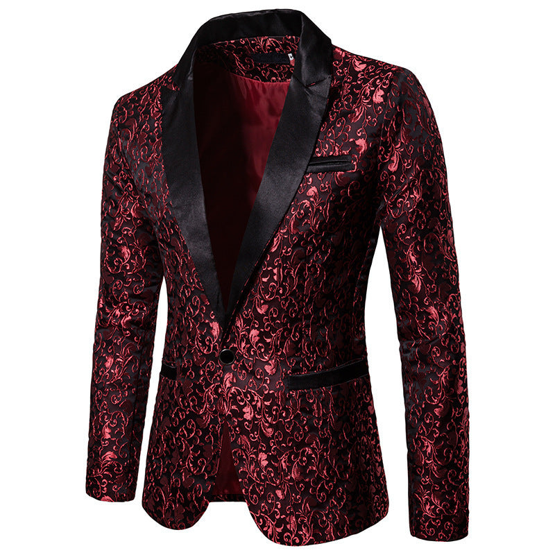 Herren Glamouröser Paillettenblazer mit floralem Jacquard-Muster Aliams