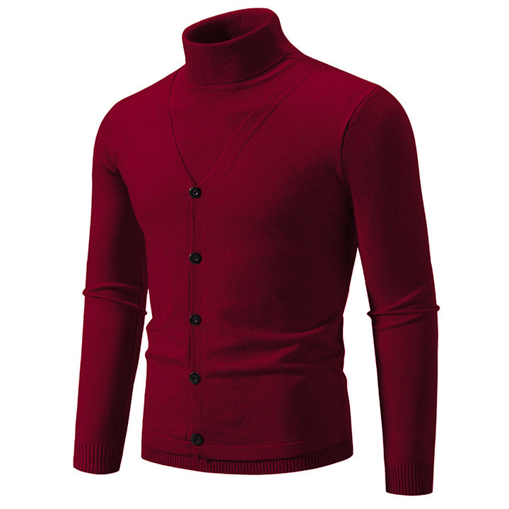 Herren Strickpullover mit hohem Kragen und strukturiertem Design Aliams