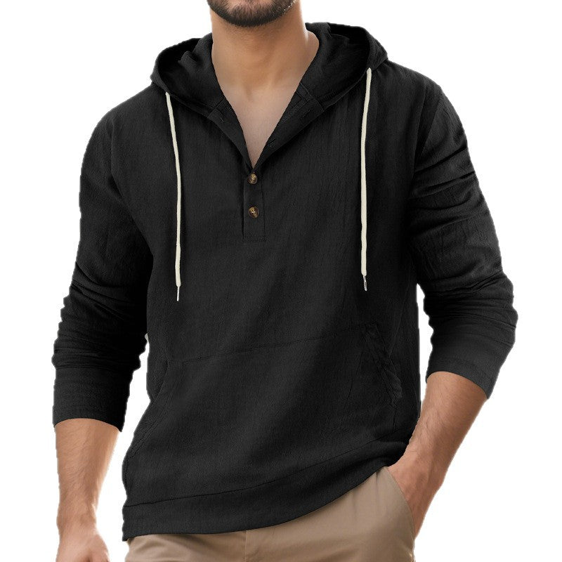 Herren Pullover mit Kapuze und Knopfleiste Aliams