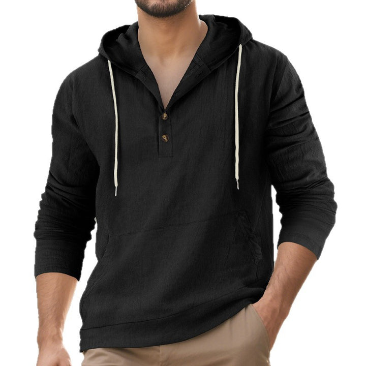 Herren Pullover mit Kapuze und Knopfleiste Aliams
