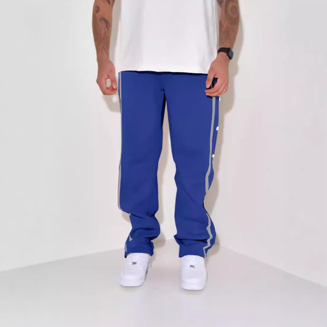 Herren Sportliche Sweatpants mit seitlichen Druckknöpfen und Kontraststreifen Aliams