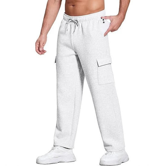 Herren bequeme Cargo-Hose mit elastischem Bund und seitlichen Taschen Aliams