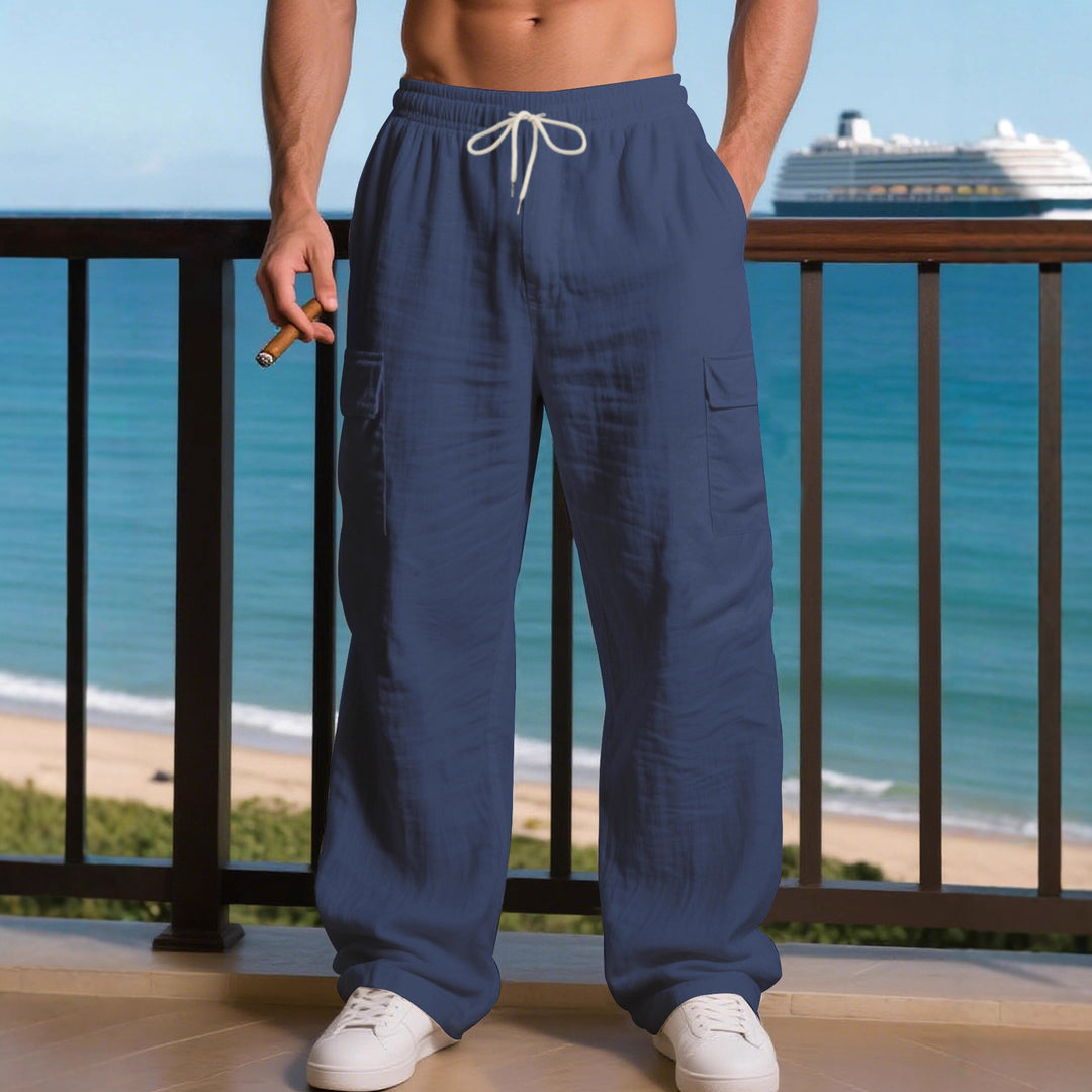 Herren entspannte Cargo-Hose mit elastischem Bund und praktischen Seitentaschen Aliams