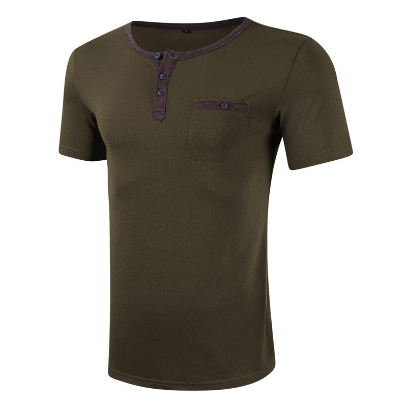 Herren Kurzarm-Henley Shirt mit strukturiertem Kragen Aliams