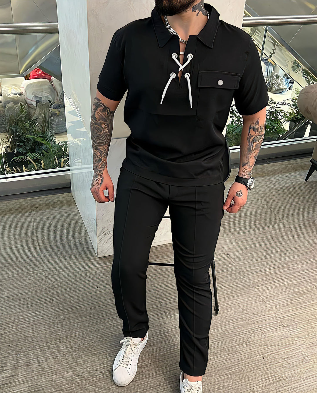 Herren entspannender Freizeitanzug mit hilfreichen Taschen Aliams