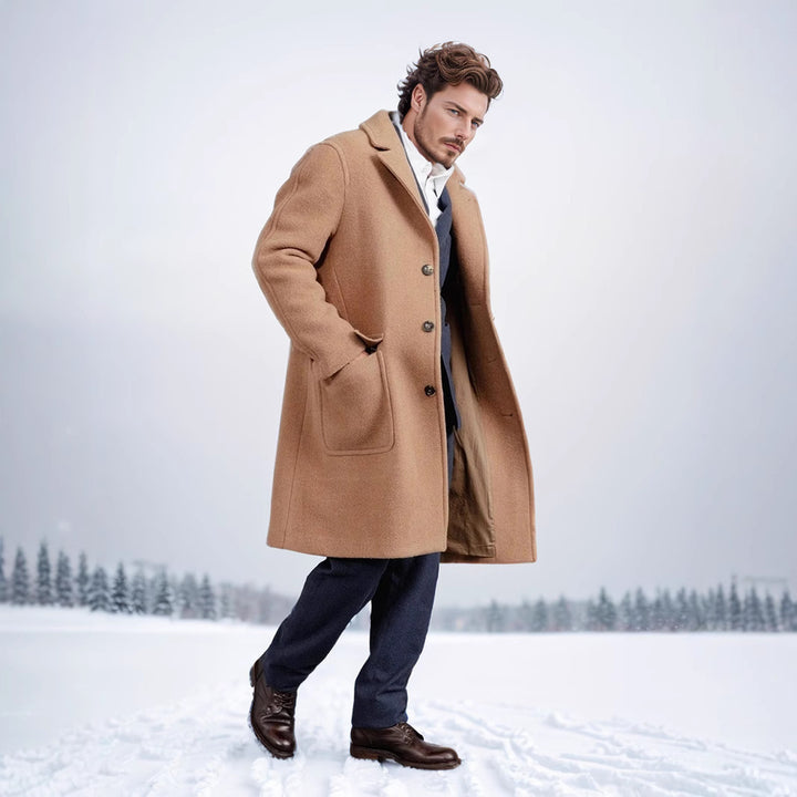 Herren klassischer Wollmantel mit luxuriösem Futter und elegantem Revers Aliams