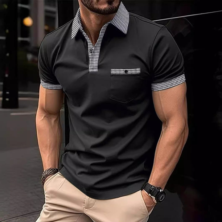 Herren Poloshirt mit stilvollem Karomuster und praktischer Brusttasche Aliams