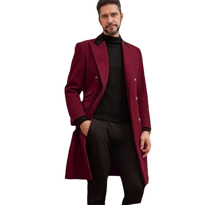 Herren eleganter Longblazer mit Doppelreihe Aliams