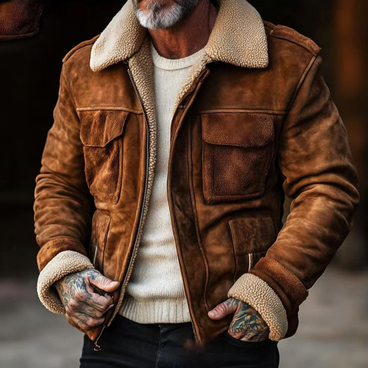 Herren Übergangsjacke mit Lammfellkragen Aliams