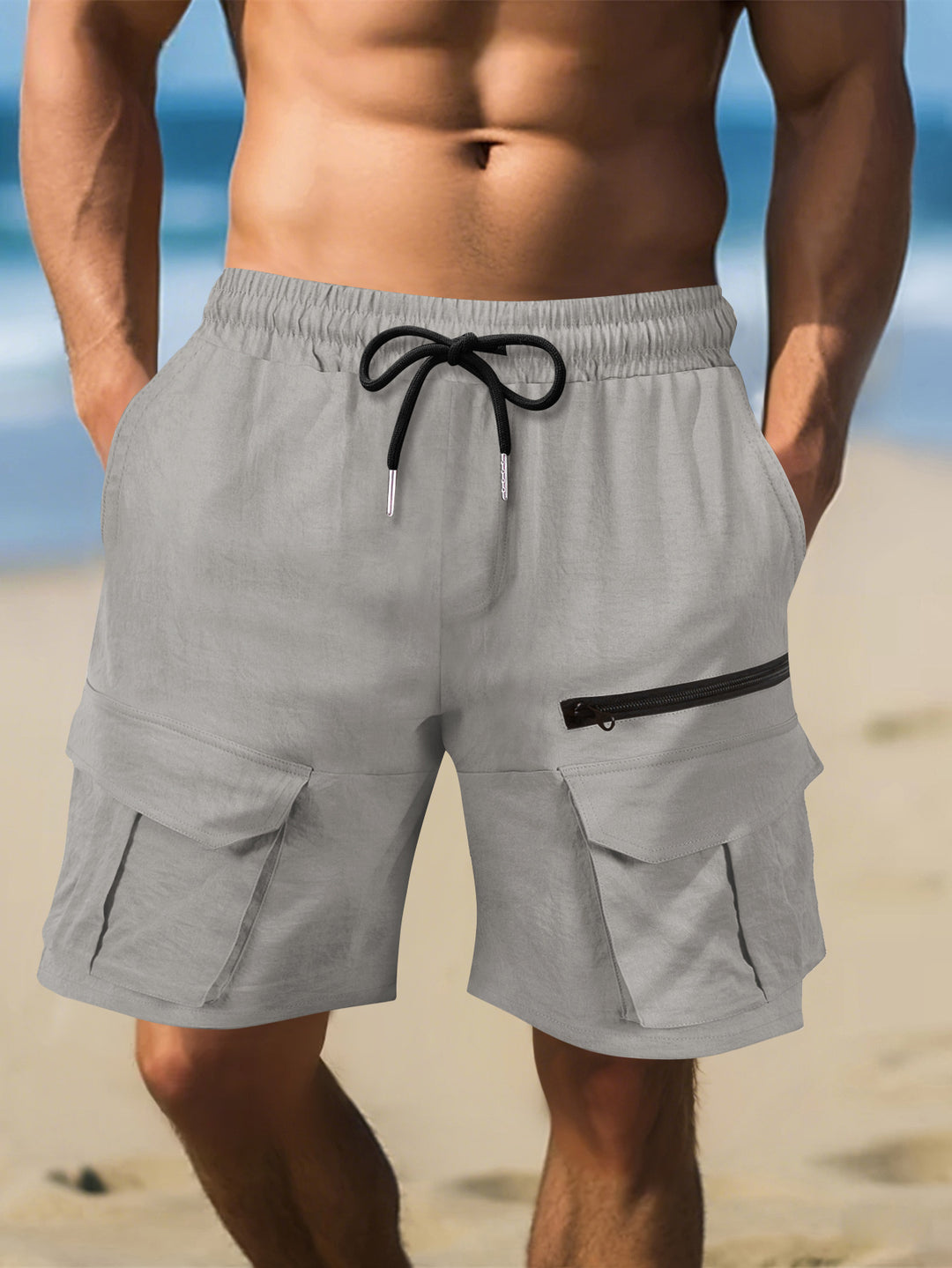 Herren Cargo-Shorts mit multifunktionalen Taschen und elastischem Bund Aliams