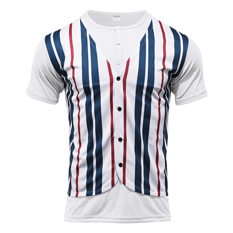 Herren Kurzarm-Henley-Shirt mit gestreiftem Design und modernem Schnitt Aliams